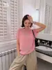 Moda de Hong Kong e Americana [Fresco e Refrescante] Camiseta de Manga Curta Tecida em Palha Estilo Japonês para Mulheres, Top Vermelho Tendência e Juvenil de Verão