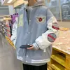 Traje de Baseball Americano Masculino Outono e Inverno Estilo Japonês Marca da Moda Jaqueta Bomber Solta Casaco de Casal Top Casual Masculino