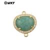 WT-C335 Rosa Brillante Francés Cristal Piedra con Purpurina Gema Colgante Pequeño Borde de Circonita Joyería Decoración Accesorios