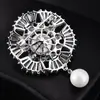Broche de moda coreano auténtico flor femenina perla de imitación de concha circón microincrustado corsage broche de seda pasador de solapa para ropa