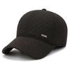 Gorro de invierno para hombres de mediana edad y mayores, gorro de hilo bordado, gorro de béisbol resistente al frío, gorro con visera gruesa y forro polar, gorro de algodón cálido con protección para los oídos