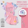 Maravilloso Bikini de Dos Piezas con Bloques de Color para Niñas Meng Ke Ligero Transpirable Manga Corta Pantalones Cortos Estampado de Dibujos Animados Traje de Baño de Moda
