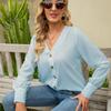 Camisa de Mujer de Manga Larga para Primavera y Otoño 2022 con Cuello en V Profundo y Botones, Camisa de Chifón de Manga Larga