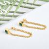 Nueva Versión de Moda Estilo Hong Kong Ins Retro Esmeralda Cadena Pendientes de Lujo Accesible Borla Pendientes de Acero de Titanio Diseño Nicho