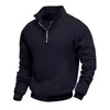 Sudadera tipo polo versátil de peso pesado transfronteriza europea y americana, suelta, casual, para commuting, con textura jacquard, cuello camisero, media cremallera, manga larga