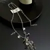 Collar Largo con Colgante de Múltiples Cuentas Transparente Dulce Fresco Diseño de Nicho Ins para Mujer Personalidad Cadena de Suéter de Moda