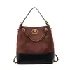 Bolso de Mano Retro Europeo y Americano para Viajes de Trabajo de Alta Gama con Cierre Gran Capacidad Bolso de Hombro Bloque de Color Costura Cadena Bolso de Mujer de Comercio Exterior