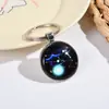 Llavero de Cristal Tallado Internamente en 3D con Doce Constelaciones, Colgante de Bola de Cristal Doble Cara Anticaída, Colgante para Llave de Coche