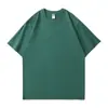 Al por mayor Camiseta de Algodón Puro 260g Hombro Caído Cuello Redondo Manga Corta Verano Estilo Nuevo Unisex Casual Holgada Color Sólido para Hombre