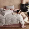 Tela nueva, cálida y suave~ ligeramente cepillada, sin pelusa, juego de cuatro piezas 100% algodón. Diseño jacquard con estética americana, cálido y cómodo para dormir, algodón puro para otoño e invierno