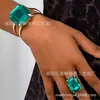 Europa y Estados Unidos pulsera anillo exagerado transfronterizo cuadrado verde gran strass traje de joyería joyería de Qingdao