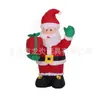 Navidad 1.35m Inflable Mano Sosteniendo Paquete de Regalo Papá Noel Luz LED Iluminada Figura de Aire con Regalo Adorno 3D