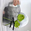 Caja de Flores de Mano para el Día de San Valentín Caja de Arreglo Floral Corazón Plateado Caja de Empaque para Ramo de Rosas Individual Bolso con Forma de Corazón