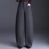 Pantalones de Pierna Ancha de Lana de Moda Elegantes para Mujer 2026 Otoño/Invierno Nuevos de Cintura Alta con Caída Pantalones Largos de Temperamento para Viajar Pantalones Casuales