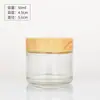 Botella de Vidrio Transparente para Crema de 30 ml con Tapa de Madera con Veta, Botella de Muestra para Crema de Ojos, Botella Dispensadora Portátil para Productos de Cuidado de la Piel, Botella Cosmética Vacía