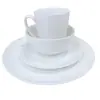 Conjunto de Louça Branca de Porcelana com 16 Peças, 4 Canecas, 4 Tigelas, 4 Pratos de Salada, 4 Pratos de Jantar, Atacado em Volume para Restaurante, Hotel, Catering, Uso Doméstico