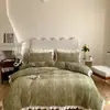 Clase Francesa Terciopelo de Leche Cuatro Piezas Terciopelo Coral Invierno Cálido Funda de Edredón Espesado Suave Terciopelo Coral Ropa de Cama