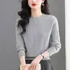 Suéter Coreano Redondo Novo Outono/Inverno 2026, Caimento Solto, Jacquard Retrô, Tricô Chique, Suéter Básico Feminino