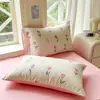 Juego de ropa de cama de algodón estilo Ins de cuatro piezas juego de tres piezas de algodón fresco para dormitorio de estudiante sábana funda de edredón