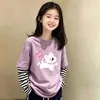 Conjunto de otoño para niña, camiseta de manga larga patchwork, nuevo estilo primavera y otoño 2026, top interior para niñas de talla mediana y grande
