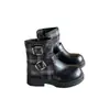 Botas de Moda para Niñas 2026 Otoño/Invierno Nuevas Retro Forradas de Terciopelo con Hebilla Cuadros Botas Martin para Niñas Estilo Británico Media Pantorrilla Tendencia