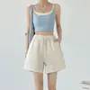 Shorts de Trabalho Secagem Rápida Estilo Americano Cintura Tridimensional Feminino Verão 2026 Novo Cintura Alta Solto Fino Perna Larga Calça Reta