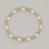Nueva pulsera de perlas doradas transfronterizas de estilo bohemio europeo y americano, elegante y ligera pulsera de cuentas con estampado de cuerda para mujer