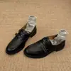 En stock: Mocasines retro de doble tira con velcro para mujer, plataforma interna que aumenta la altura de 7 cm, tacón grueso, zapatos pequeños de piel, estilo preppy, zapatos planos de piel suave