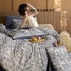 Juego de ropa de cama de cuatro piezas de algodón puro cepillado, 100% algodón, nuevo para otoño e invierno 2026, funda de edredón y sábana de cama florales gruesas, alta calidad