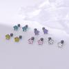 Aretes de Flor de Uña de Hueso de Tremella S925 Pequeña Margarita Cóclea Tornillo Colorido Simple Combinable Dulce Joyería para la Oreja