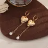 Pendientes Largos Dulces Frescos de Amor Diseño de Nicho Hebilla de Oreja Piel Facial Elegantes Pendientes Dulces Pendientes Japoneses de Perlas