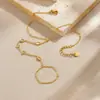 Moda Nicho Personalidad Simple Anillo Geométrico Incrustado de Diamantes Accesorios Ovalados Cadena Pulsera sin Dedos de Acero Inoxidable