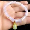 Pulseira fofa, doce, fresca, de bambu de jade artificial com pingente, cor degradê, estilo chinês, alta cor de doce, pulseira de nicho