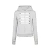 Moletom com capuz de abotoamento duplo estilo palácio napoleônico retrô americano para mulheres, jaqueta curta da moda slim fit para outono