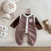 Dianxi 2026 Outono/Inverno Novo Conjunto Macacão Espesso Forrado com Fleece para Bebês e Crianças Pequenas Macacão de Bebê Conjunto de Duas Peças Camada Base