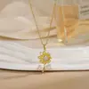 Colar para Mulheres, Flor de Zircônia Bauhinia Giratória da Moda Nicho Moda Novo Design Pingente Titânio Aço Colar de Temperamento