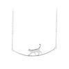 Colar Curvo de Gato Prata Simples Design Personalizado Nicho Fresco Bonito Estudante Clavícula Cadeia Feminino Estilo Coreano Trendy Internet Celebridade