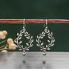Lindos brincos simples personalizados femininos estilo étnico retrô flor oca desabrochando ricos brincos de ramo de oliveira brincos atacado