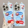 Muñeca Pigmento Kt Cat Adecuada para Funda de Teléfono Móvil Apple 17 Iphone15Promax Dibujo Animado 16 Hilo de Pluma 14 Linda Femenina