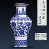 Vaso de Cerâmica Imitation Qing Qianlong Jingdezhen Chinês Retrô Azul e Branco Porcelana Decoração para Sala de Estar Estudo Escritório