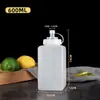 Botella de plástico para exprimir salsa, botella de mermelada de grado alimenticio, botella de exprimir de gran calibre, botella para salsa de ensalada de tomate con polvo de hielo, botella de salsa comercial