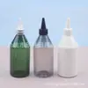 Botella Verde Oscuro de 300ml con Tapa Puntiaguda, Tapa de Boca Puntiaguda, Botella Cónica, Botella de Tinta con Tapa Puntiaguda, Botella de 300ml con Tapa Puntiaguda para Aceites Esenciales, Botella para Loción