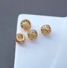 Color Dorado Auténtico Chapado Conservación de Color Micro-Pavimentado Zirconia Tubo Cuentas Redondas Passepartout Cuentas Sueltas DIY Pulsera Hecha a Mano Collar Accesorios de Cuentas