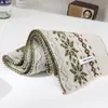 Cachecol de Tricô Jacquard Estilo Fair Isle Literário Retrô Escandinavo para Mulheres Inverno Novo Estilo Lã Atmosfera Cachecol Quente