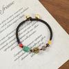 Diseño Nicho Retro Nepalés Método Antiguo Cuentas de Cobre Pulsera Femenina Estilo Xizang Estilo Étnico Distintivo Simple Tejido Pulsera Azul