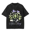 Camiseta de Algodão Lavado Katseye da Moda para Homens e Mulheres, Manga Curta de Verão Gola Redonda Camiseta de Algodão Solta Streetwear