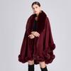 628 # Otoño e Invierno Nuevo Imitación Cuello de Piel de Conejo Rex Chal Capa Cárdigan de Punto de Talla Grande Ropa Exterior Holgada para Mujer