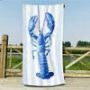 Nueva Toalla de Playa Rayas Acuarela Verano Toalla de Baño Fibra Ultrafina Ambiente Vacaciones en la Costa Toalla de Natación