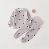 Conjunto de Ropa de Casa de Algodón Puro para Bebés y Niños Anyang, Nuevo Estilo Primavera y Otoño, Ropa Interior para Niños y Niñas, Pijama de Cintura Alta con Protección para la Barriga