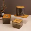 Caja de Pañuelos Transparente de Bambú para Uso Doméstico, Caja de Pañuelos de Escritorio para Sala de Estar, Caja Creativa Simple para Guardar Servilletas